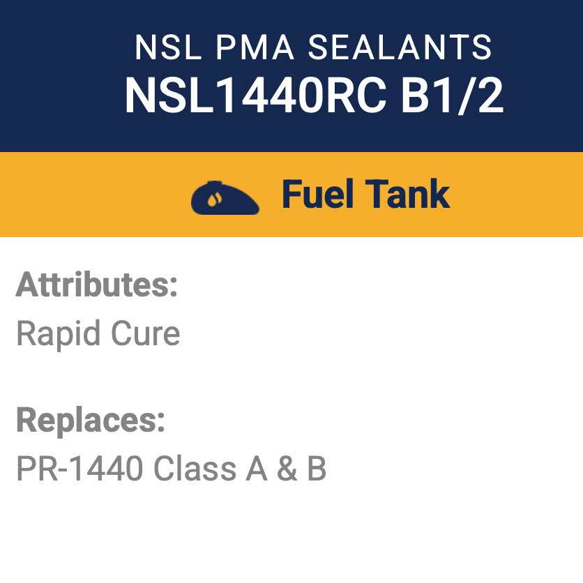 NSL1440RC B1/2: Rapid Cure Aviation Fuel Tank Sealant